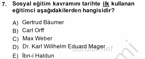 Sosyal Hizmet Uygulamaları 2014 - 2015 Dönem Sonu Sınavı 7.Soru