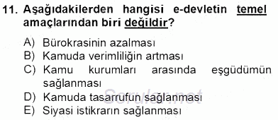 Bilgi Ekonomisi 2013 - 2014 Tek Ders Sınavı 11.Soru