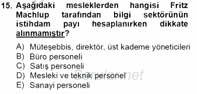Bilgi Ekonomisi 2013 - 2014 Tek Ders Sınavı 15.Soru