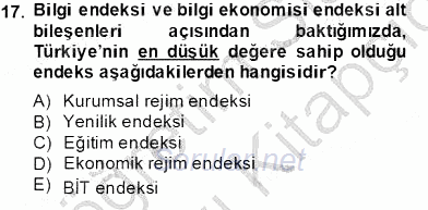 Bilgi Ekonomisi 2013 - 2014 Tek Ders Sınavı 17.Soru