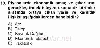 Bilgi Ekonomisi 2013 - 2014 Tek Ders Sınavı 19.Soru
