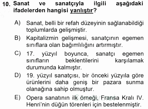 Kültür Sosyolojisi 2015 - 2016 Dönem Sonu Sınavı 10.Soru