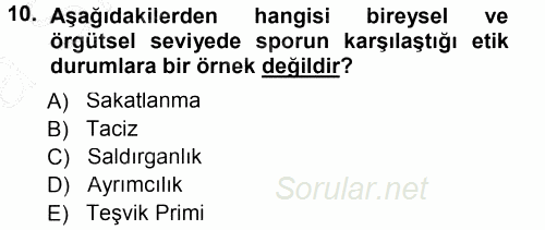 Spor Bilimlerine Giriş 2014 - 2015 Ara Sınavı 10.Soru