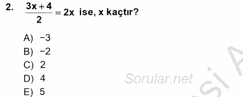 Okulöncesinde Matematik Eğitimi 2014 - 2015 Dönem Sonu Sınavı 2.Soru