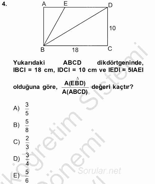 Okulöncesinde Matematik Eğitimi 2014 - 2015 Dönem Sonu Sınavı 4.Soru