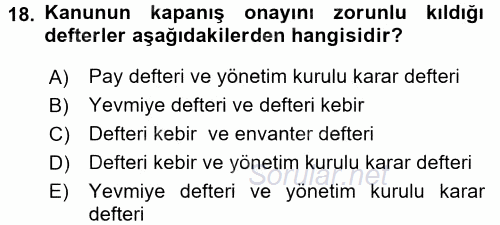 Ticaret Hukuku 1 2017 - 2018 Ara Sınavı 18.Soru