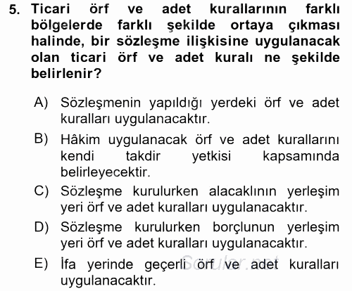 Ticaret Hukuku 1 2017 - 2018 Ara Sınavı 5.Soru