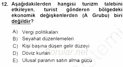 Tur Planlaması ve Yönetimi 2015 - 2016 Ara Sınavı 12.Soru