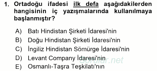 Modern Ortadoğu Tarihi 2015 - 2016 Ara Sınavı 1.Soru
