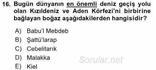 Modern Ortadoğu Tarihi 2015 - 2016 Ara Sınavı 16.Soru