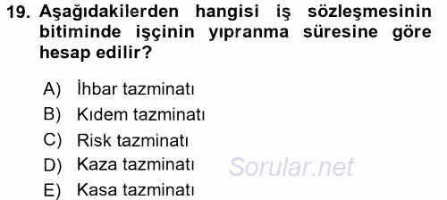 Ön Muhasebe Yazılımları Ve Kullanımı 2015 - 2016 Dönem Sonu Sınavı 19.Soru