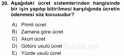 Ön Muhasebe Yazılımları Ve Kullanımı 2015 - 2016 Dönem Sonu Sınavı 20.Soru