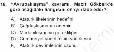 Türkiye´de Felsefenin Gelişimi 1 2015 - 2016 Ara Sınavı 18.Soru