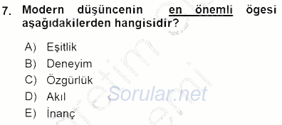 Türkiye´de Felsefenin Gelişimi 1 2015 - 2016 Ara Sınavı 7.Soru