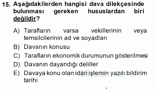 Vergi Hukuku 2014 - 2015 Dönem Sonu Sınavı 15.Soru