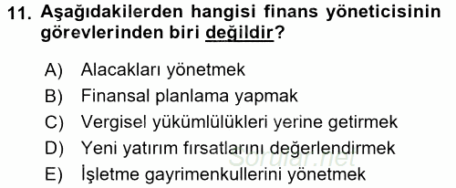 Perakende Yönetimi 2016 - 2017 Dönem Sonu Sınavı 11.Soru