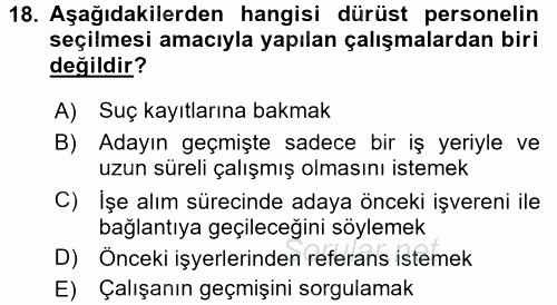 Perakende Yönetimi 2016 - 2017 Dönem Sonu Sınavı 18.Soru