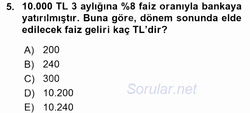 Perakende Yönetimi 2016 - 2017 Dönem Sonu Sınavı 5.Soru