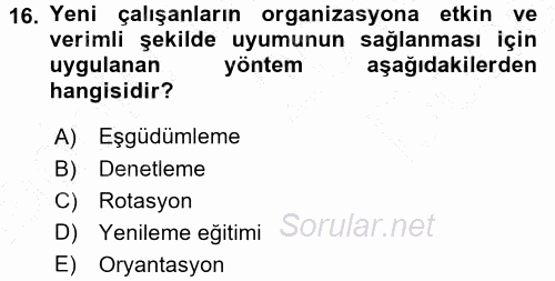 Genel İşletme 2015 - 2016 Dönem Sonu Sınavı 16.Soru