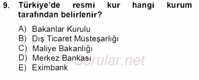 Dış Ticaret İşlemlerinin Muhasebeleştirilmesi 2012 - 2013 Dönem Sonu Sınavı 9.Soru