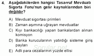 Bankacılık Hizmet Ürünleri 2014 - 2015 Ara Sınavı 4.Soru