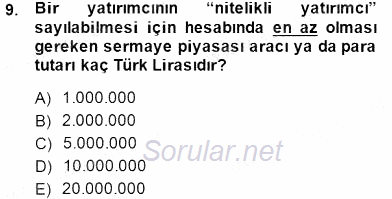 Bankacılık Hizmet Ürünleri 2014 - 2015 Ara Sınavı 9.Soru