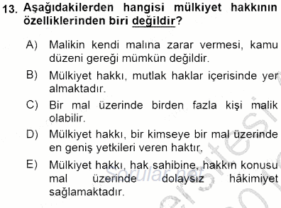 Hukukun Temel Kavramları 1 2015 - 2016 Dönem Sonu Sınavı 13.Soru