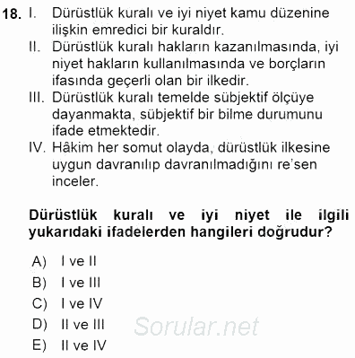 Hukukun Temel Kavramları 1 2015 - 2016 Dönem Sonu Sınavı 18.Soru