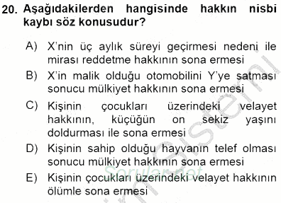 Hukukun Temel Kavramları 1 2015 - 2016 Dönem Sonu Sınavı 20.Soru