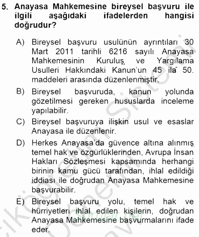 Hukukun Temel Kavramları 1 2015 - 2016 Dönem Sonu Sınavı 5.Soru