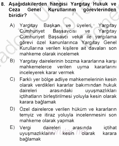 Hukukun Temel Kavramları 1 2015 - 2016 Dönem Sonu Sınavı 8.Soru