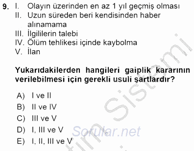 Hukukun Temel Kavramları 1 2015 - 2016 Dönem Sonu Sınavı 9.Soru