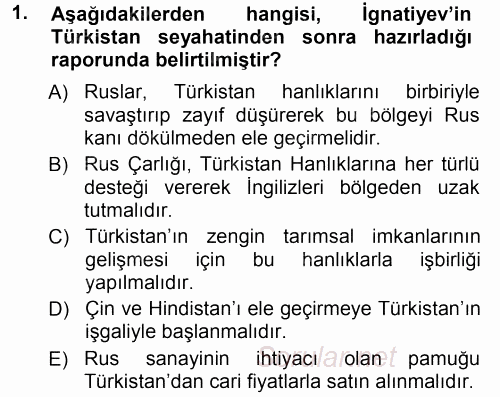 Orta Asya ve Kafkaslarda Siyaset 2012 - 2013 Ara Sınavı 1.Soru