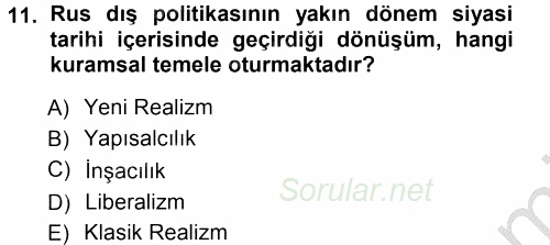 Orta Asya ve Kafkaslarda Siyaset 2012 - 2013 Ara Sınavı 11.Soru