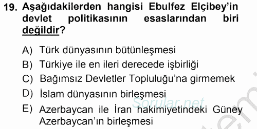 Orta Asya ve Kafkaslarda Siyaset 2012 - 2013 Ara Sınavı 19.Soru