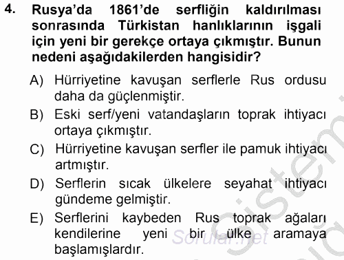 Orta Asya ve Kafkaslarda Siyaset 2012 - 2013 Ara Sınavı 4.Soru