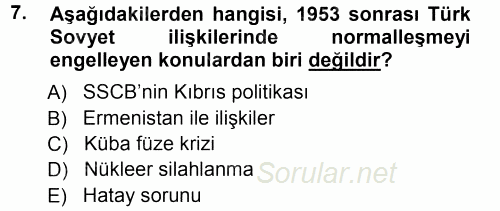 Orta Asya ve Kafkaslarda Siyaset 2012 - 2013 Ara Sınavı 7.Soru