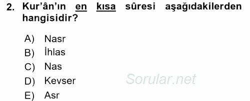 Tefsir Tarihi ve Usulü 2017 - 2018 Dönem Sonu Sınavı 2.Soru