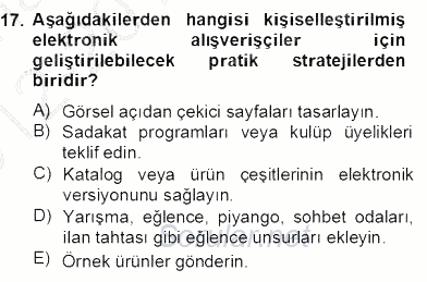 E-Perakendecilik 2012 - 2013 Dönem Sonu Sınavı 17.Soru