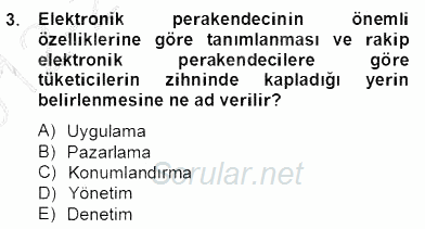 E-Perakendecilik 2012 - 2013 Dönem Sonu Sınavı 3.Soru