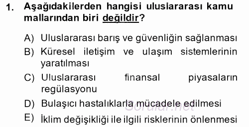 Uluslararası Kamu Maliyesi 2014 - 2015 Ara Sınavı 1.Soru