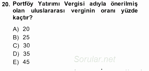 Uluslararası Kamu Maliyesi 2014 - 2015 Ara Sınavı 20.Soru