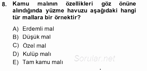 Uluslararası Kamu Maliyesi 2014 - 2015 Ara Sınavı 8.Soru