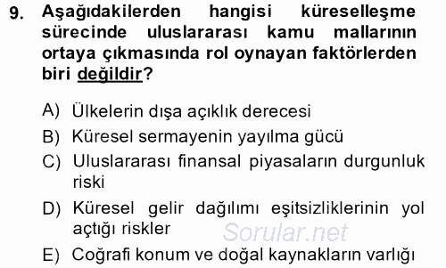 Uluslararası Kamu Maliyesi 2014 - 2015 Ara Sınavı 9.Soru