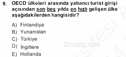 Türkiye Ekonomisi 2013 - 2014 Dönem Sonu Sınavı 9.Soru