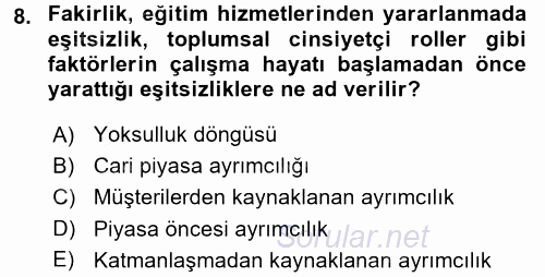 Çalışma Ekonomisi 2 2016 - 2017 Dönem Sonu Sınavı 8.Soru