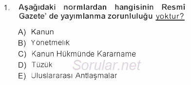 Veteriner Hizmetleri Mevzuatı ve Etik 2012 - 2013 Tek Ders Sınavı 1.Soru