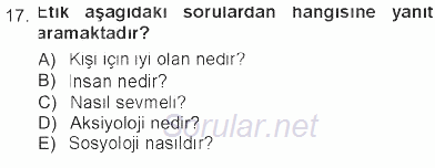 Veteriner Hizmetleri Mevzuatı ve Etik 2012 - 2013 Tek Ders Sınavı 17.Soru