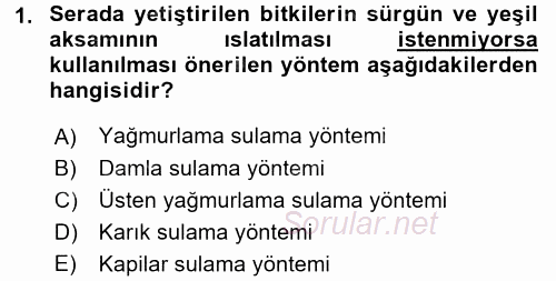 Örtü Altı Üretim Sistemleri 2015 - 2016 Dönem Sonu Sınavı 1.Soru