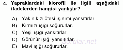 Örtü Altı Üretim Sistemleri 2015 - 2016 Dönem Sonu Sınavı 4.Soru